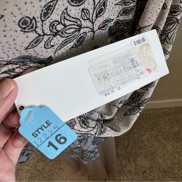 ALEX EVENINGS 2 Pc. Dress Gown sz 16 Beige Glitter Accent Mother Of Bride/Party - Picture 5 of 11